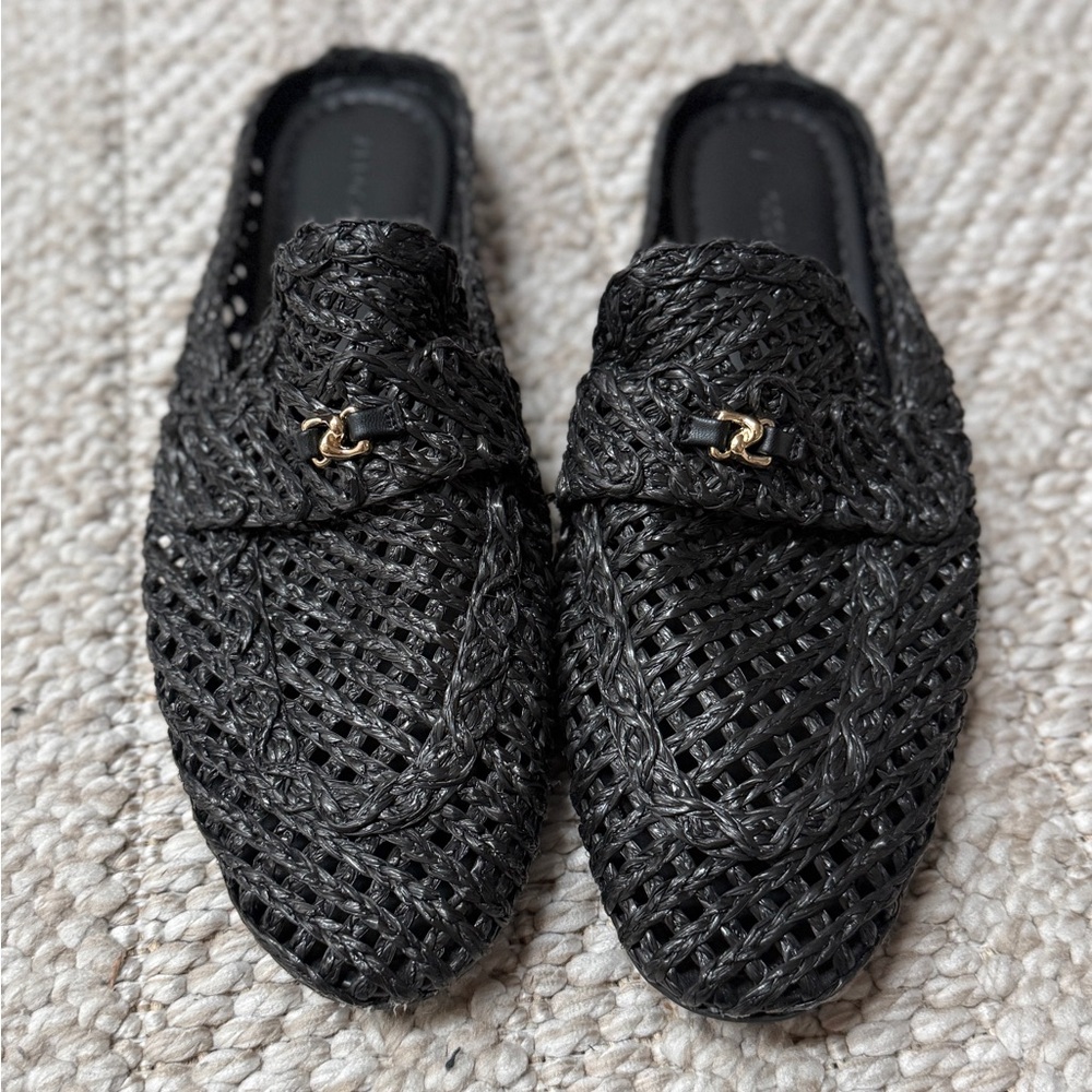 Aerosoles Hour Raffia Loafers – Black with Gold Buckle | Women’s Size 10 - Picture 6 of 6